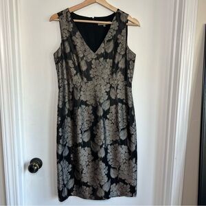 Jigsaw Black Silver Metallic Jacquard Sleeveless Dress, Size 10